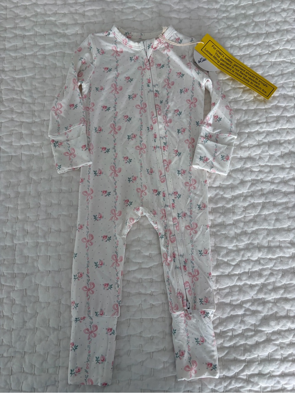 NWT Angel Dear/Altar'd State Kids Bamboo Ribbon & Bow Floral Convertible Pajama